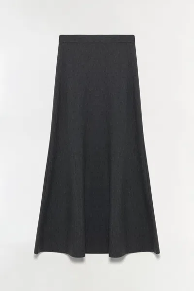 Simkhai Atwood Wool Trumpet Midi Skirt In Black