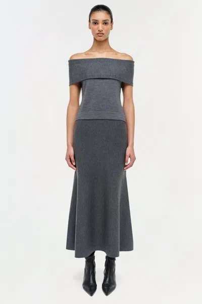 Simkhai Atwood Wool Trumpet Midi Skirt In Black