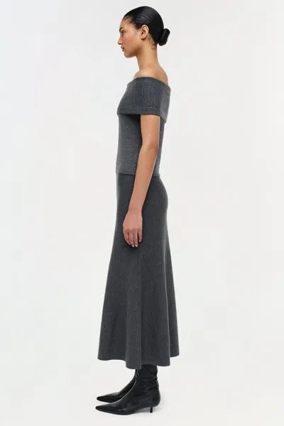 Simkhai Atwood Wool Trumpet Midi Skirt In Black