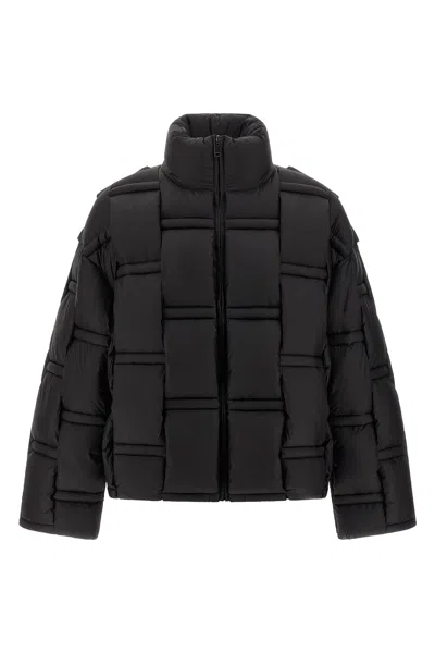 Raxxy Quilted Black Puffer Coat With High Collar In Black