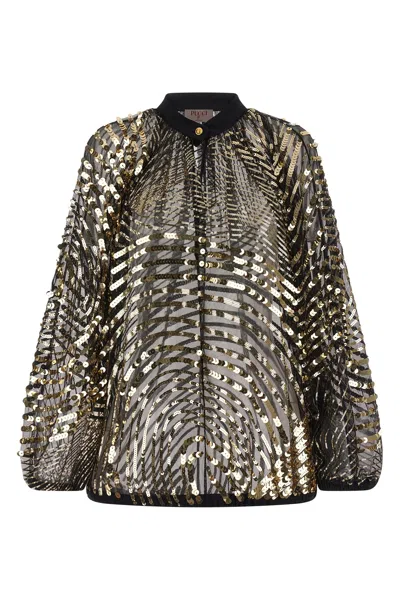Pucci Sheer Blouse With Long Sleeves And Sequins In Black
