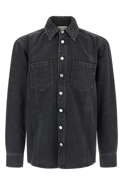 Namacheko Braided Long Sleeve Shirt With Quilted Collar In Black