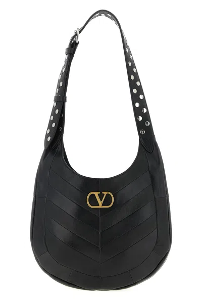 Valentino Hoboho Small Shoulder Bag With Studded Strap In Black