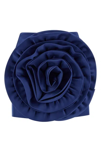 Rotate Birger Christensen Blue Miniskirt With Flower Applique Rotate In Blue