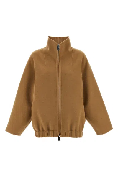 Khaite Garrett High-neck Bomber Jacket In Brown