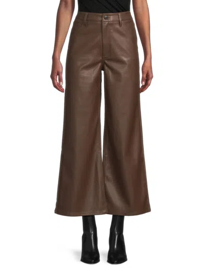 Joe's Jeans Women's Faux Leather Wide-leg Pants In Brown