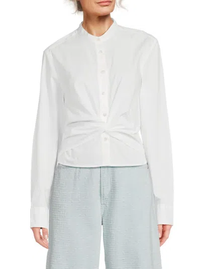 Rag & Bone Rita Twist Front Cotton Button-up Shirt In White