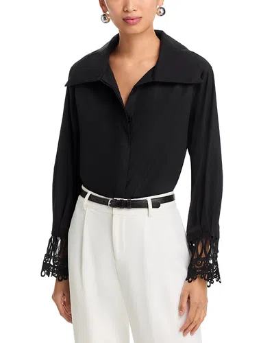 Gracia Lace Sleeve Shirt In Black