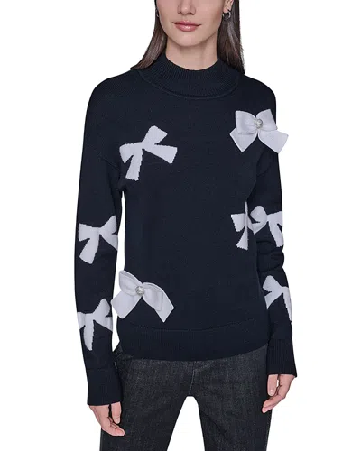 Karl Lagerfeld 3d Bow Mock Neck Sweater In Multi