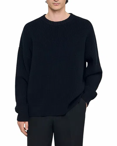 Sandro Rib Knit Sweater In Blue