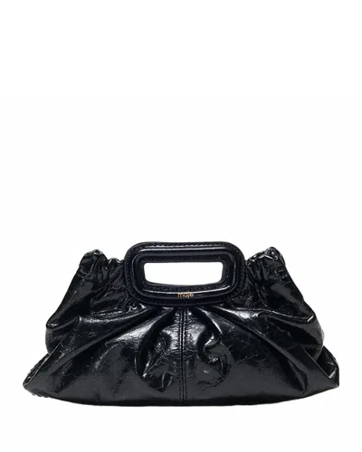 Maje Womens Branded Textured Leather Clutch Bag Black In Black