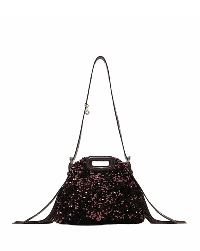 Maje Womens Miss M Mini Sequin-embellished Shoulder Bag Brown In Black
