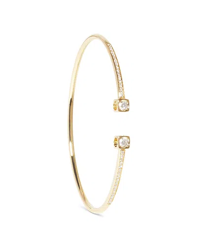 Dinh Van 18k Yellow Gold Le Cube Diamant Diamond Cube & Channel Set Wire Cuff Bracelet In Gold