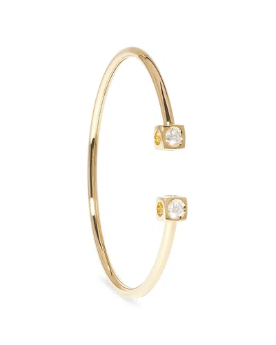 Dinh Van 18k Yellow Gold Le Cube Diamant Diamond Cube Set Wire Cuff Bracelet In Gold