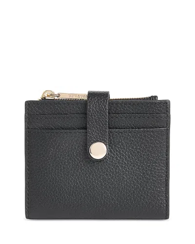 Whistles Danni Tab Detail Leather Compact Wallet In Black