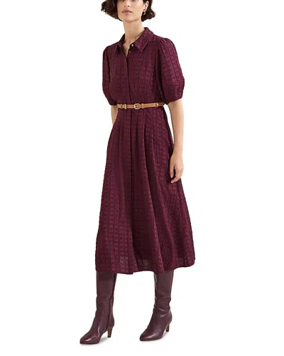 Phase Eight Yasmine Textured Midi Dress In Burgundy