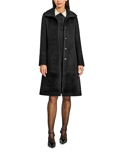 Sentaler Boucle Empire Waist A Line Coat In Black