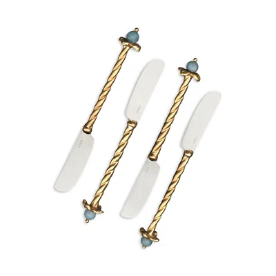 L'objet Venise 4-piece 24k Goldplated Stainless Steel & Amazonite Spreader Set In White