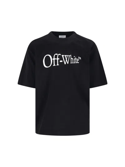 Off-white Oversized Black T-shirt With Contrasting Logo Print In Cotton