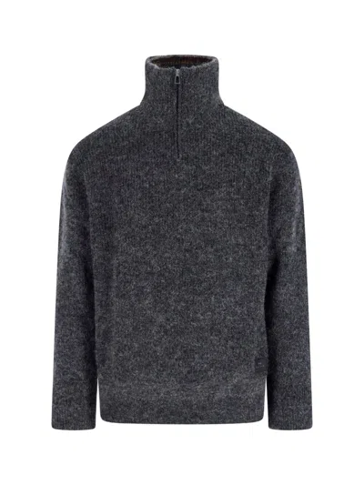 Paul Smith Textured Knit Sweater With Round Neckline In Timeless Grey In Gray
