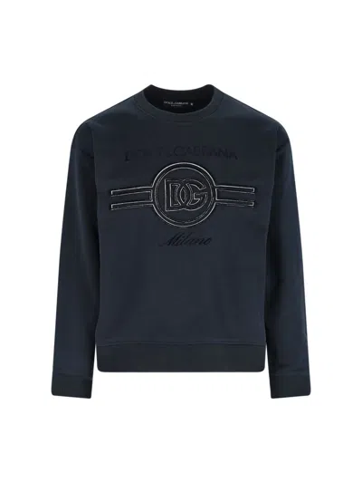 Dolce & Gabbana Sweatshirt With Embroidery In Blue