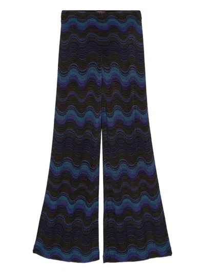 Missoni Wave-pattern Trousers In Blue