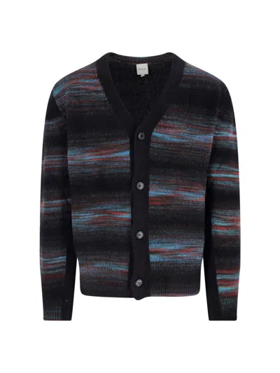 Paul Smith Multicoloured Striped Cardigan With V-neckline And Button-down Front In Multi