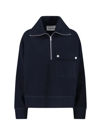 Jil Sander 124 Hn Long Sleeves Sweatshirt In Blue