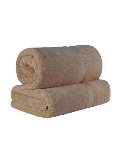 Superior Egyptian Cotton Highly Absorbent 2pc Ultra-plush Solid Bath Sheet Set In Brown