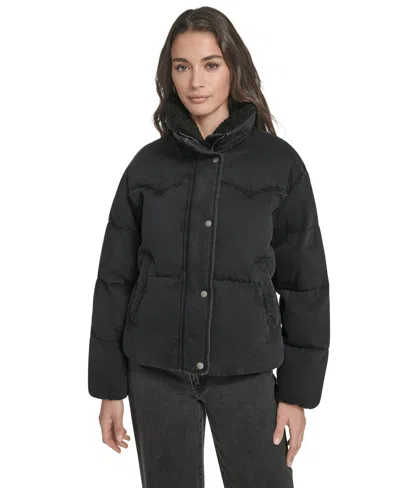 Levi's Women's Regular Western Puffer Jacket In Black