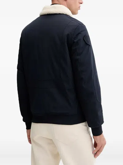 Aeronautica Militare Shearling-collar Multi-pocket Bomber Jacket In Blue