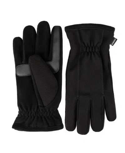 Isotoner Signature Men's Tech Stretch Fleece Palm Gloves In Black
