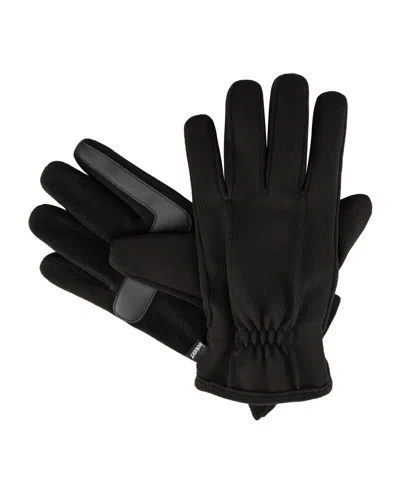Isotoner Signature Men's Tech Stretch Fleece Palm Gloves In Black