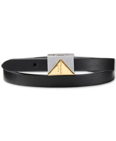 Kate Spade Cubic Zirconia Leather Wrap Bracelet In Black
