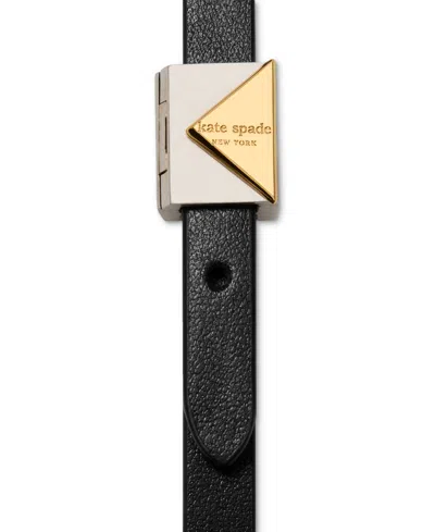 Kate Spade Cubic Zirconia Leather Wrap Bracelet In Black