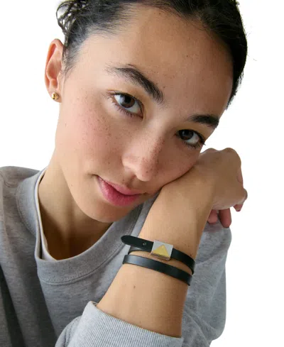 Kate Spade Cubic Zirconia Leather Wrap Bracelet In Black