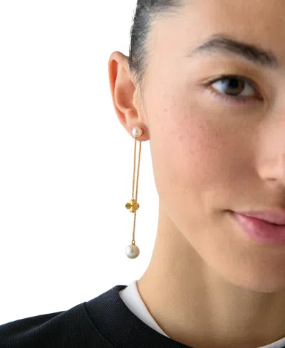 Kate Spade Imitation Pearl And Cubic Zirconia Chain Linear Earrings In Multi