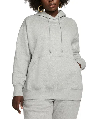 Nike Sportswear Plus Size Phoenix Fleece Oversized Pullover Hoodie In Gray