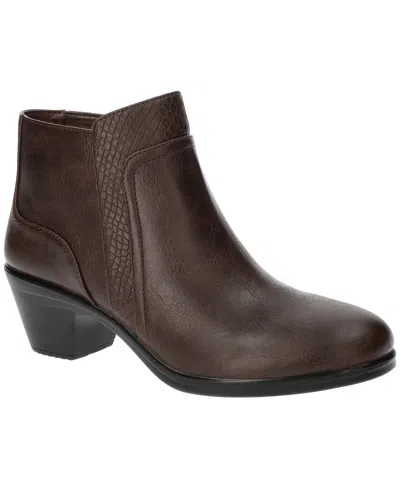 Easy Street Womens Langley Block Heel Booties In Brown