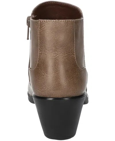 Easy Street Womens Langley Block Heel Booties In Brown