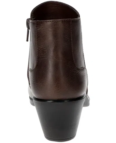Easy Street Womens Langley Block Heel Booties In Brown