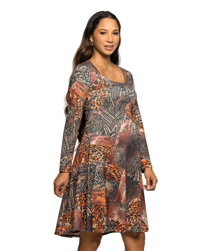 24seven Comfort Apparel Women's Maternity Fit And Flare Dress In Multi