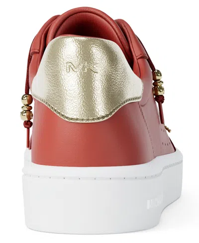 Michael Kors Scotty Embellished Leather Sneaker In Red