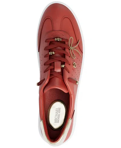 Michael Kors Scotty Embellished Leather Sneaker In Red