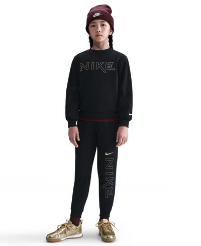 Nike Kids 7-20 Sportswear Club Crewneck Sweatshirt In Black