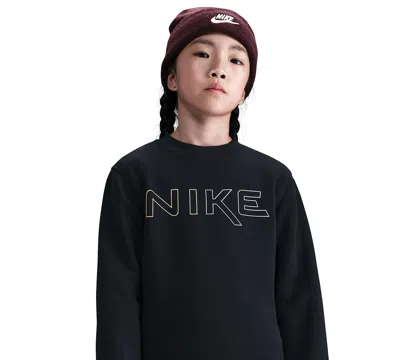 Nike Kids 7-20 Sportswear Club Crewneck Sweatshirt In Black