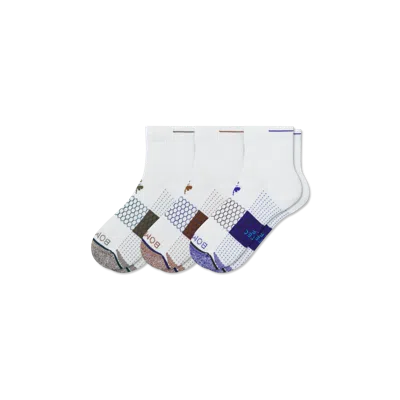 Bombas Golf Quarter Sock 3-pack In White