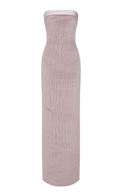 Marmar Halim Ruched Column Gown In Pink