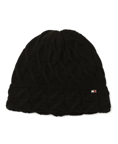 Tommy Hilfiger Men's Wide Cable Cuff Hat In Black