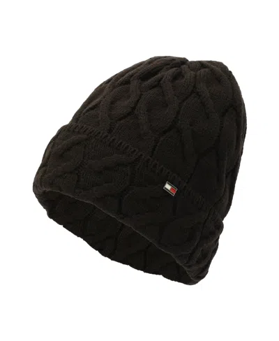 Tommy Hilfiger Men's Wide Cable Cuff Hat In Black